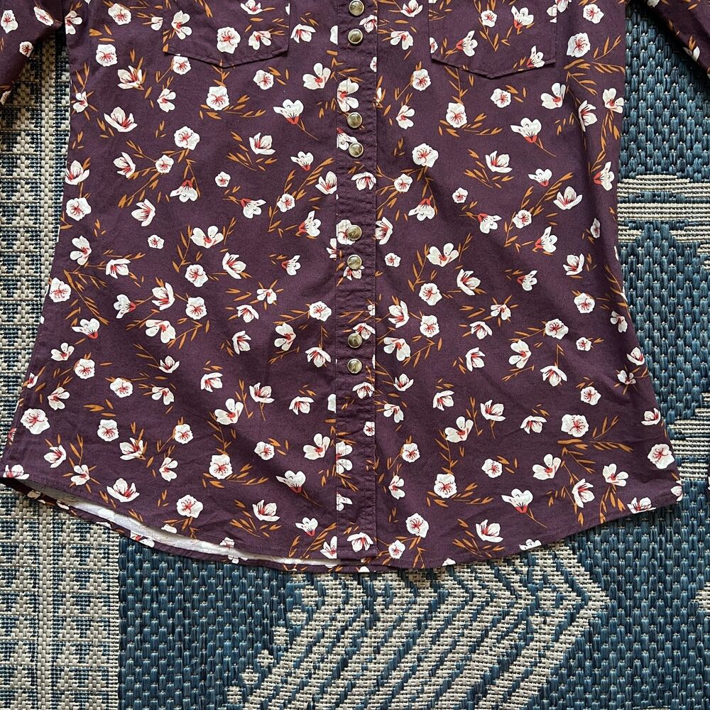 Western cowgirl retro boho Shyanne pearl snap with chest pockets size M - Picture 4 of 8